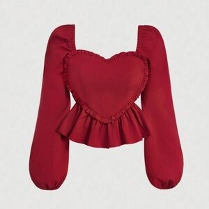 Heart-Shaped Red Women's Top